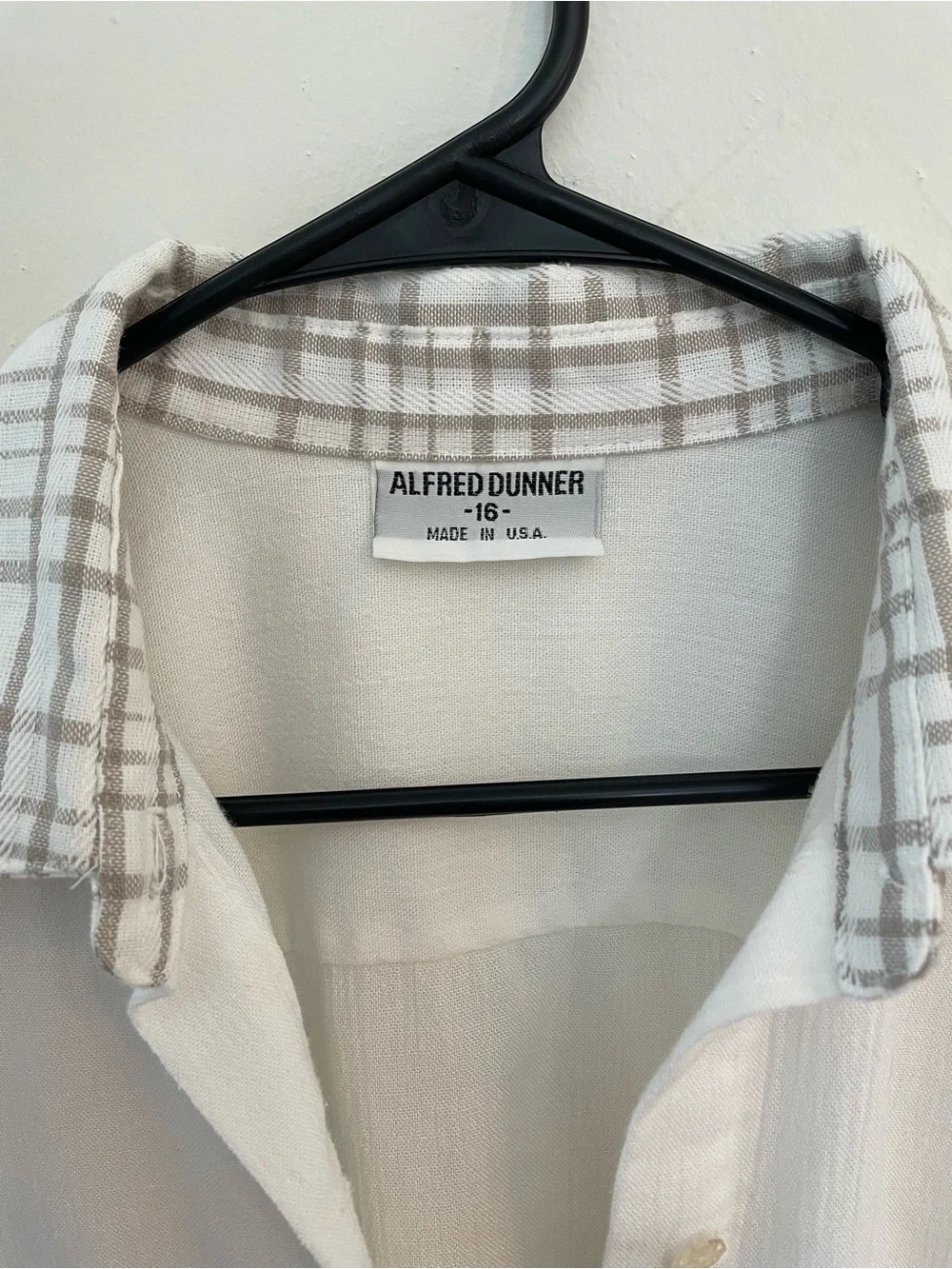 Vintage Alfred Dunner Coastal Grandma White Collared Shirt with Plaid Trim - Picture 4 of 10